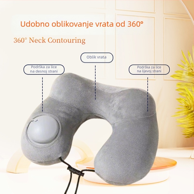 U-oblik napuhavajuća jastučnica za kampiranje i poslovna putovanja, napuhivanje pritiskom, PVC, 160 g, Red Journey