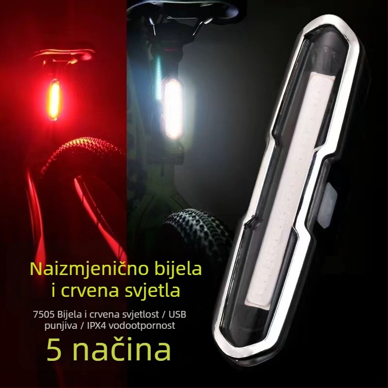 Zadnja svjetiljka za planinski bicikl za noćnu vožnju – solarno napajanje, mogućnost punjenja, dodaci za cestu