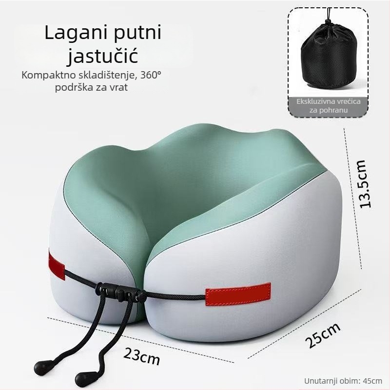 Memory pjena U-oblik putni jastuk za vrat, Milk Silk tkanina, minimalistički stil, univerzalna kompatibilnost