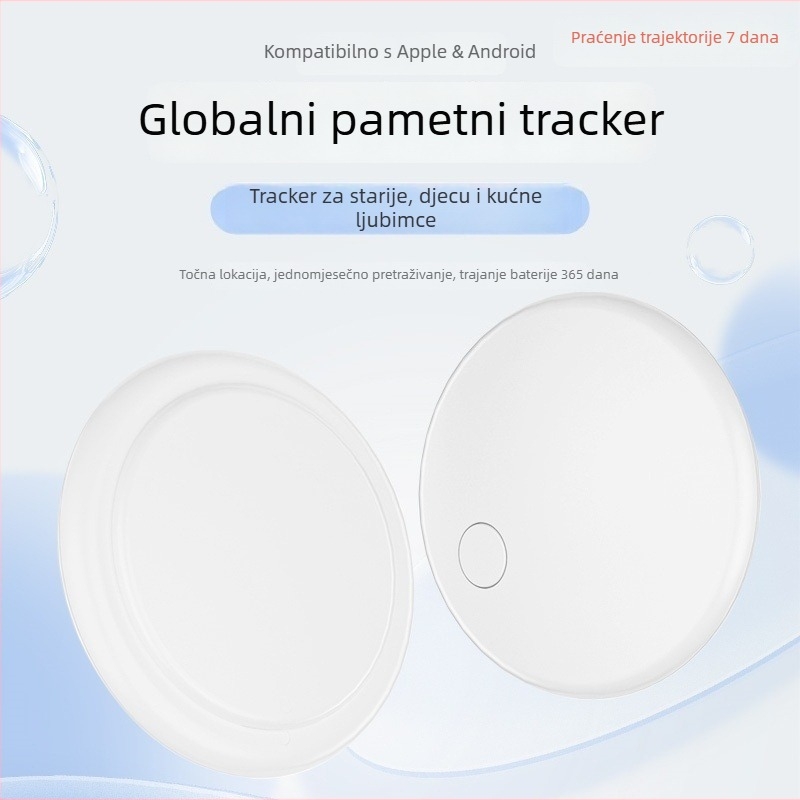 GPS tracker D2 – globalni lokator s Bluetooth praćenjem i alarmom, nosivi privjesak, baterija 210 mAh, iOS kompatibilan