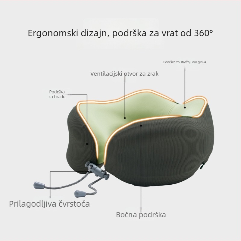 U-oblika memory-foam putni jastuk s Ice Silk navlakom, lagan ispod 0,5 kg, pogodan za univerzalnu upotrebu, odrasli i osobe starije dobi