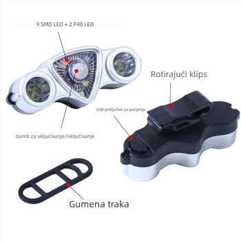 Ambusher USB punjivo stražnje svjetlo za bicikl, 9+2 LED, upozoravajuće svjetlo za MTB i cestovni bicikl
