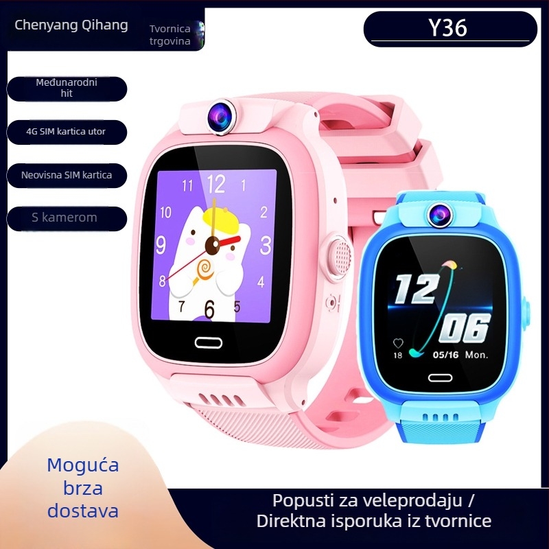 Dječji 4G pametni sat s mogućnošću umetanja SIM kartice za neovisne pozive, kamera, praćenje otkucaja srca i bežično punjenje