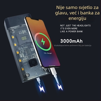 Prednje svjetlo za bicikl s ugrađenom power bankom, visoku svjetlinu, pametne značajke, za noćnu vožnju MTB na otvorenom, mogućnost prilagodbe