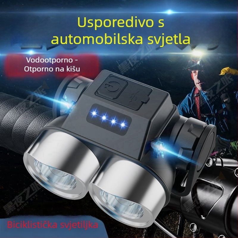 Prednje svjetlo za bicikl za noćnu vožnju – USB punjenje, visoka svjetlost LED, za vanjsku upotrebu, univerzalno za brdske bicikle