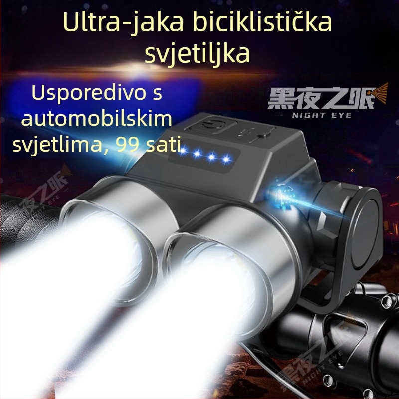 Prednje svjetlo za bicikl za noćnu vožnju – USB punjenje, visoka svjetlost LED, za vanjsku upotrebu, univerzalno za brdske bicikle