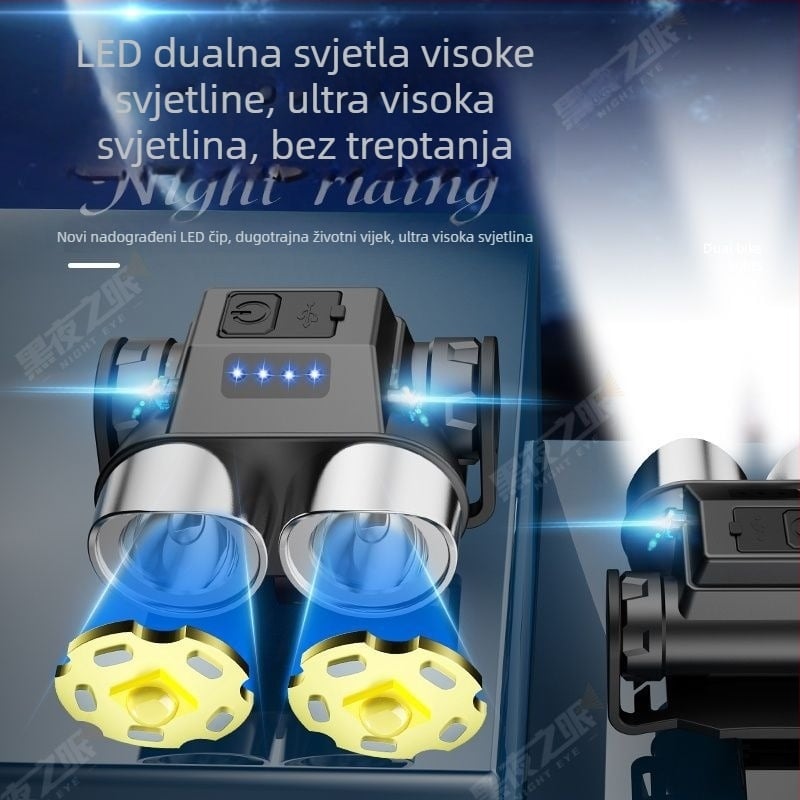 Prednje svjetlo za bicikl za noćnu vožnju – USB punjenje, visoka svjetlost LED, za vanjsku upotrebu, univerzalno za brdske bicikle