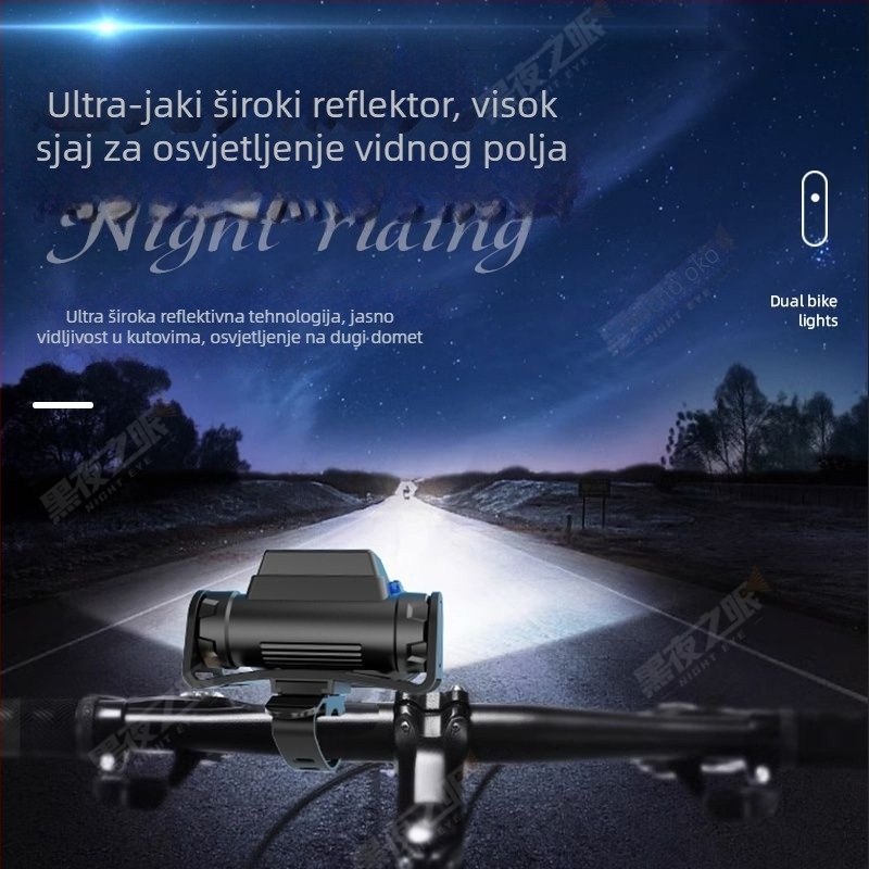 Prednje svjetlo za bicikl za noćnu vožnju – USB punjenje, visoka svjetlost LED, za vanjsku upotrebu, univerzalno za brdske bicikle