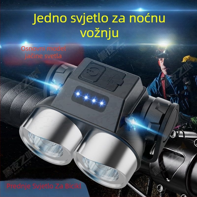 Prednje svjetlo za bicikl za noćnu vožnju – USB punjenje, visoka svjetlost LED, za vanjsku upotrebu, univerzalno za brdske bicikle