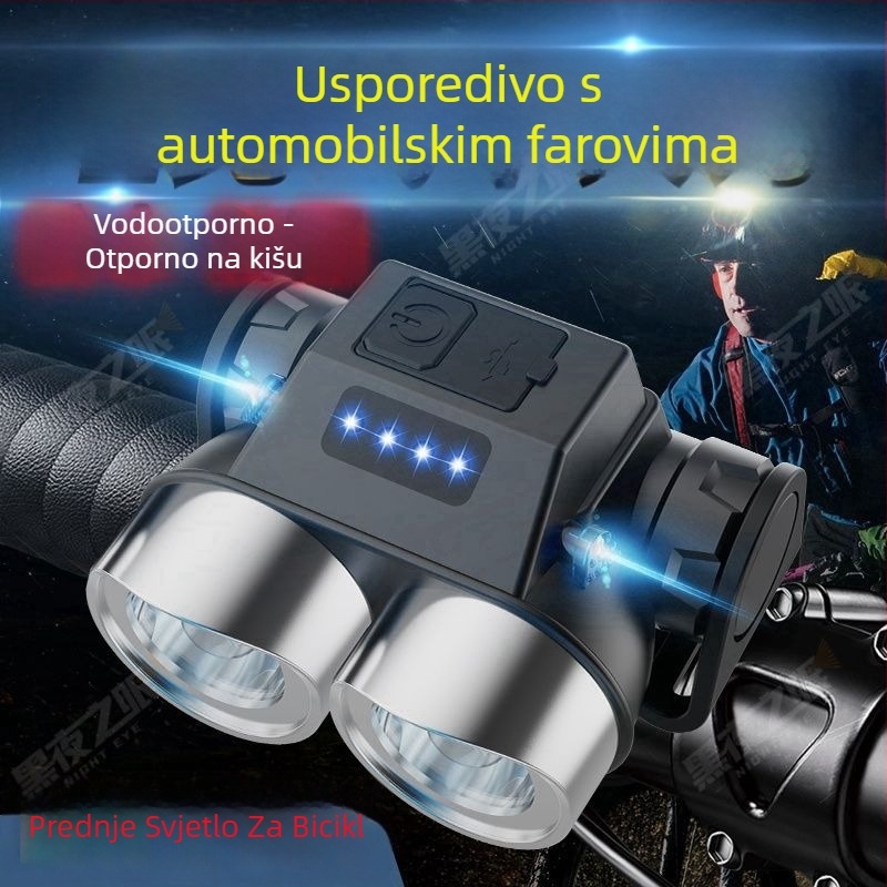 Prednje svjetlo za bicikl za noćnu vožnju – USB punjenje, visoka svjetlost LED, za vanjsku upotrebu, univerzalno za brdske bicikle
