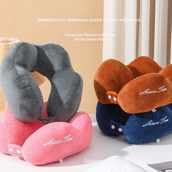 Neck Love U-oblik jastuk za vrat za putovanja – udobnost u automobilu, dizajn s kamiljinim grbom, tkanina Crystal Velvet, punjenje od poliester vlakana