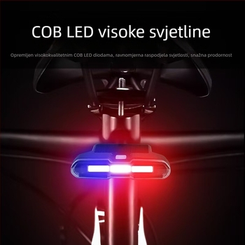 Solarna stražnja svjetiljka za bicikl s trobojnim upozoravajućim svjetlom, treperava svjetlost visoke jačine USB svjetiljka za noćnu vožnju