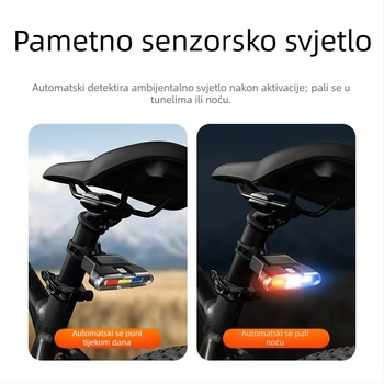 Solarna stražnja svjetiljka za bicikl s trobojnim upozoravajućim svjetlom, treperava svjetlost visoke jačine USB svjetiljka za noćnu vožnju