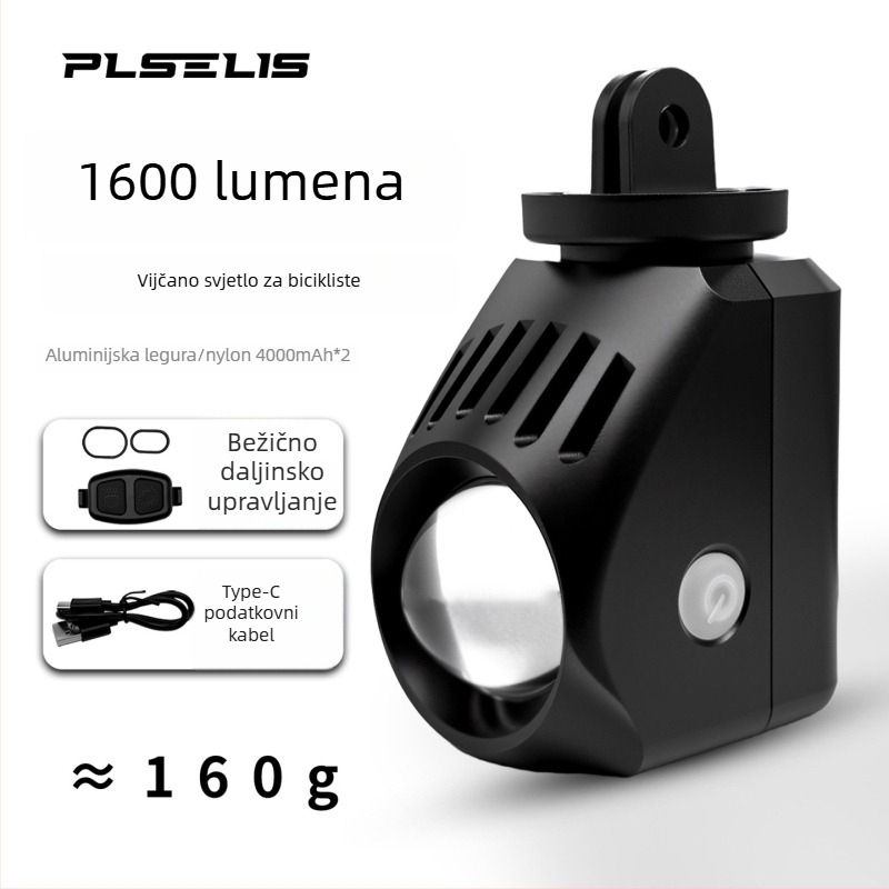 Plselis viseće prednje svjetlo za bicikl, 1600 lumena, punjivo, vodootporno, ultralak