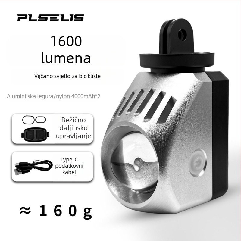 Plselis viseće prednje svjetlo za bicikl, 1600 lumena, punjivo, vodootporno, ultralak