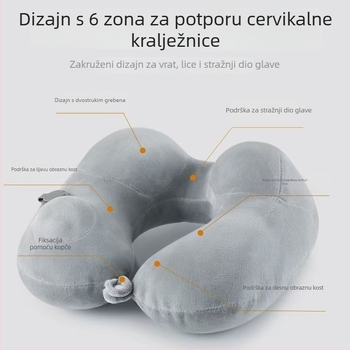 Naduvljivi jastuk tipa U za putovanja, prijenosni jastuk za vrat, s PVC navlakom i PVC punilom
