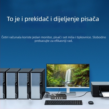 MT-1A4B-CF USB prekidač za dijeljenje pisača, 4 porta, kompatibilan s Windows 7