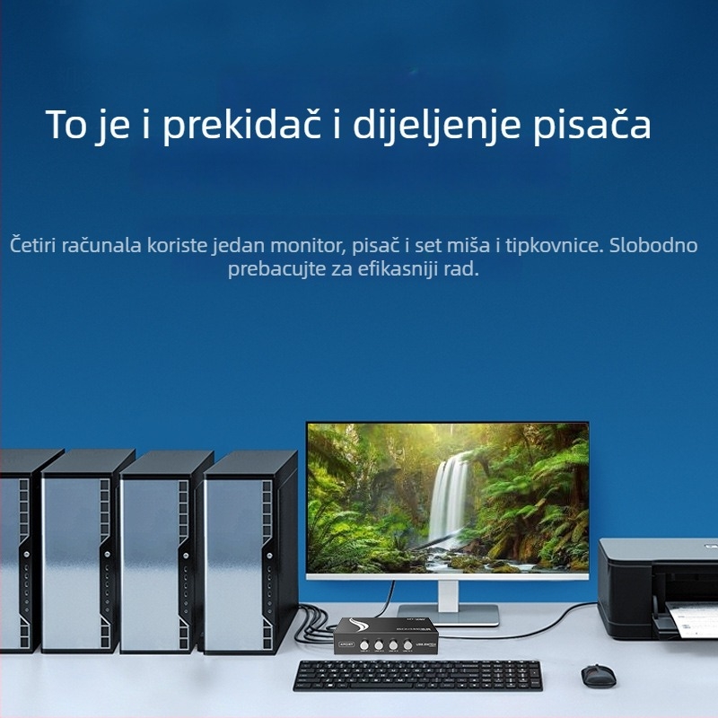 MT-1A4B-CF USB prekidač za dijeljenje pisača, 4 porta, kompatibilan s Windows 7