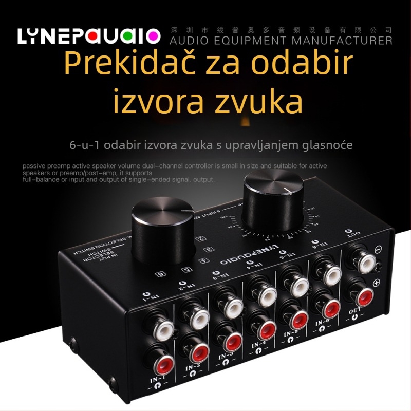 Ripuoduo 6-u-1 audio signalni prekidač za slušalice i zvučnike, model B016, OEM način