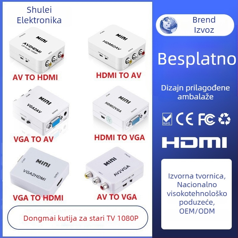 Magelei HDMI na AV pretvarač, model MGLHDMI082101, 1080p, HDMI na RCA