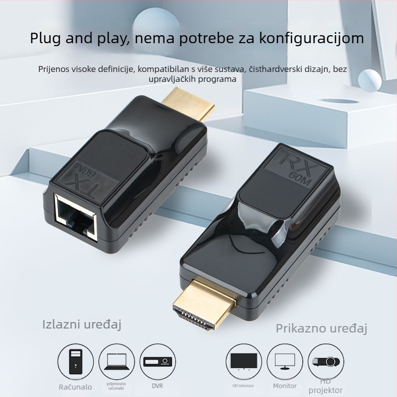 HDMI extender 60 m preko RJ45 – jednokanalan video prijenos 1080p