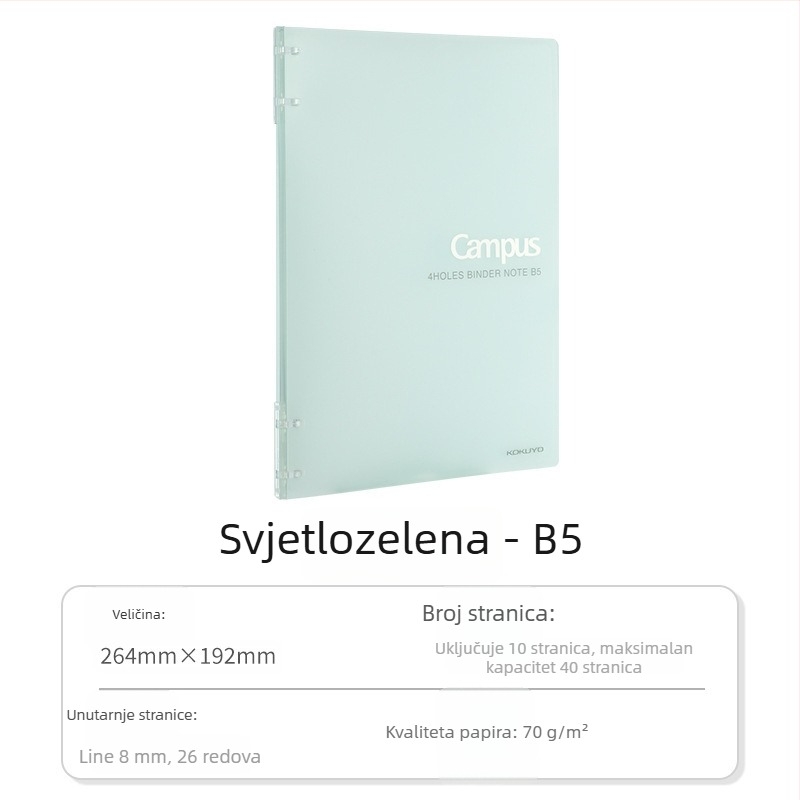 Kokuyo bilježnica s PU koricom, binder veza, papir od sirove drvne celuloze, 70 g/m², 1–50 stranica, kreativni stil