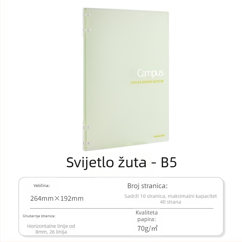 Kokuyo bilježnica s PU koricom, binder veza, papir od sirove drvne celuloze, 70 g/m², 1–50 stranica, kreativni stil