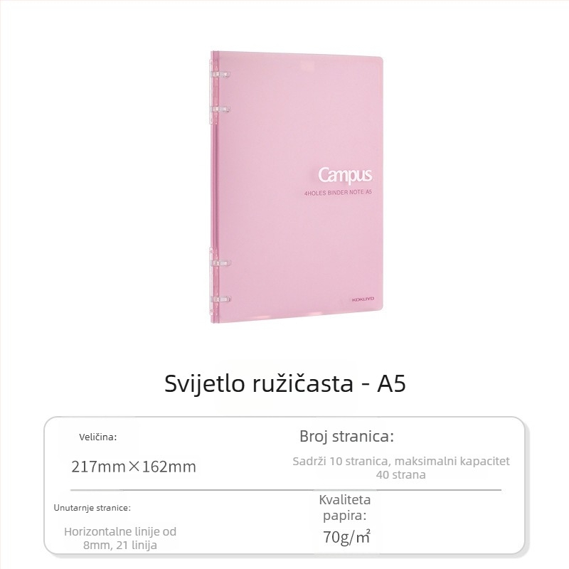 Kokuyo bilježnica s PU koricom, binder veza, papir od sirove drvne celuloze, 70 g/m², 1–50 stranica, kreativni stil