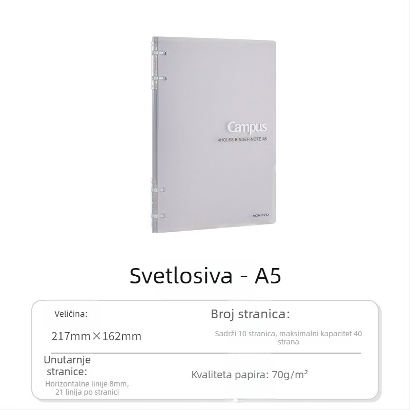 Kokuyo bilježnica s PU koricom, binder veza, papir od sirove drvne celuloze, 70 g/m², 1–50 stranica, kreativni stil