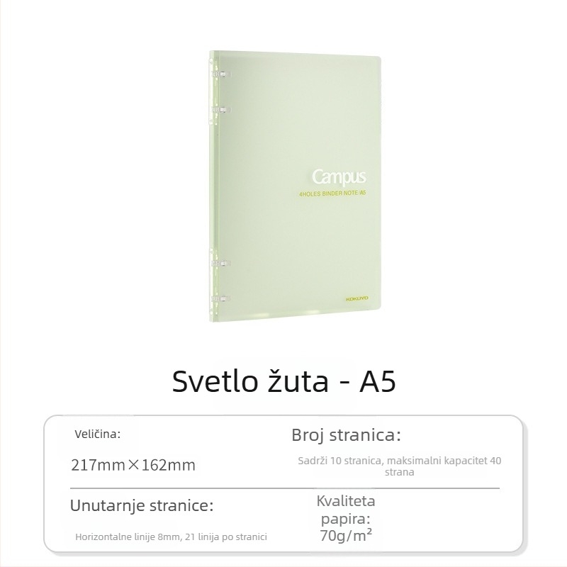 Kokuyo bilježnica s PU koricom, binder veza, papir od sirove drvne celuloze, 70 g/m², 1–50 stranica, kreativni stil