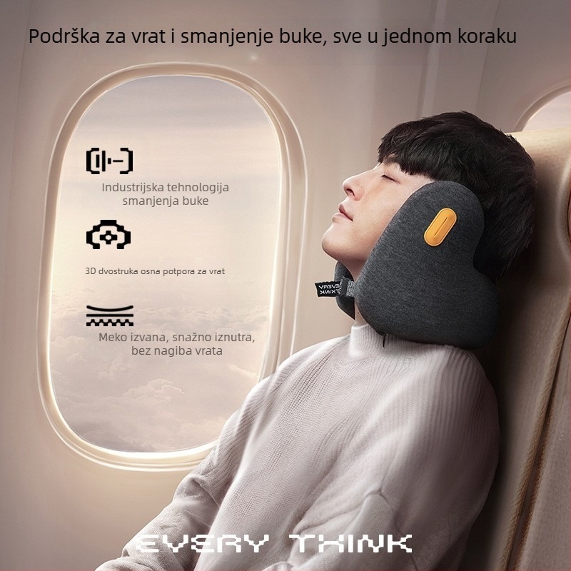 EVERYTHINK Sleep Hole E2 U-oblika jastuk za vrat za putovanja s memorijskom pjenom, navlaka od poliester vlakana