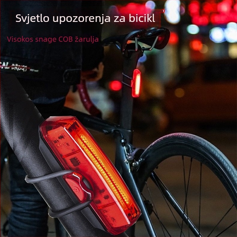 PAGAO USB COB stražnja svjetiljka za planinske bicikle uz upozoravajuću svjetlost za noćnu vožnju