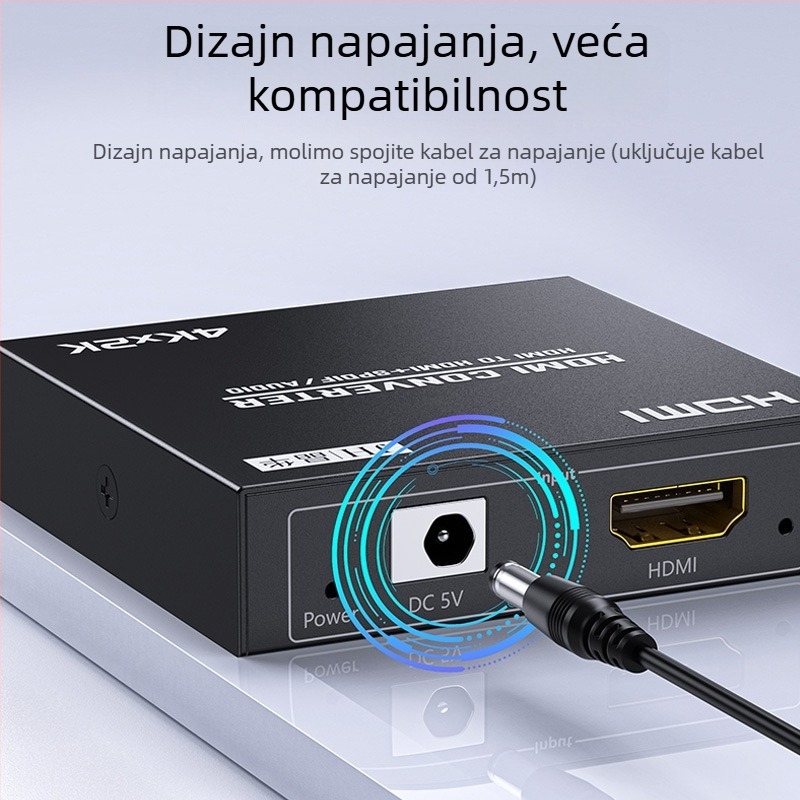 Jinghua HDMI Audio Fiber Splitter 2.0 4K – Daljinsko buđenje, Upravljanje napajanjem, Za televizore