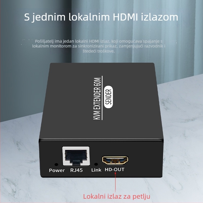 HDMI KVM extender BW-HKE60B, prijenos 60 m, rezolucija 1920x1080P, HDMI na RJ45, upravljanje napajanjem podržano, udaljeno buđenje nije podržano