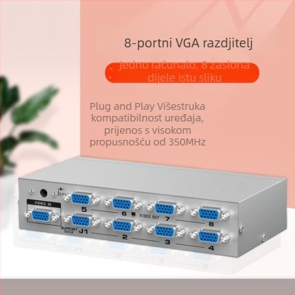VF208 VGA splitter 1×8, visoka definicija signala, 1 ulaz/8 izlaza