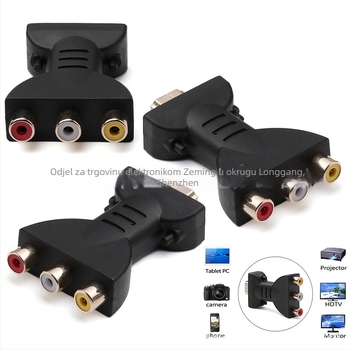 HDMI na 3RCA AV video adapter – konverzija videa, 1920x1080, Windows-kompatibilan, zlatni utikač