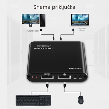 Mercente AE-22 KVM prekidač, 2-port USB tipkovnica i miš dijeljenje, 2-in-2-out, OEM na raspolaganju