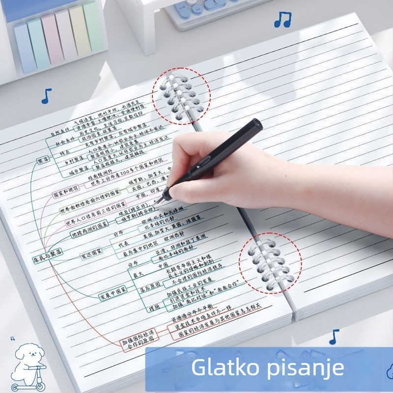 A5/B5 bilježnica s izvadljivim unutarnjim listovima, linijske stranice, za studente, kreativna i trendi.
