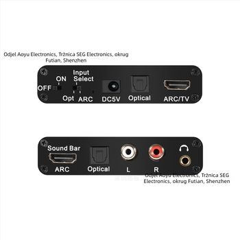 HDMI ARC audio adapter s optičkim na analognu DAC192K, model 133