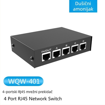 Krypton WQW-401 RJ45 mrežni preklopnik/distribucija s 4 porta, 4 ulaza 1 izlaz, podržava Windows XP, daljinsko buđenje nije podržano, upravljanje napajanjem nije podržano