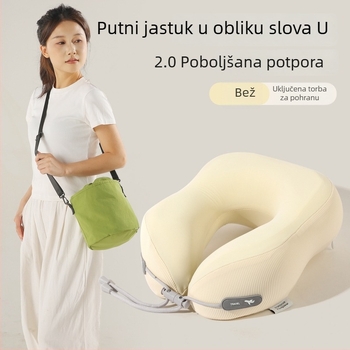 Jastuk za vrat od memorijske pjene u obliku U, prijenosan i kompaktan za putovanja i odmor na poslu