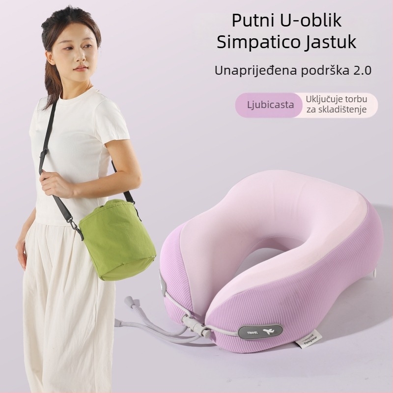 Jastuk za vrat od memorijske pjene u obliku U, prijenosan i kompaktan za putovanja i odmor na poslu