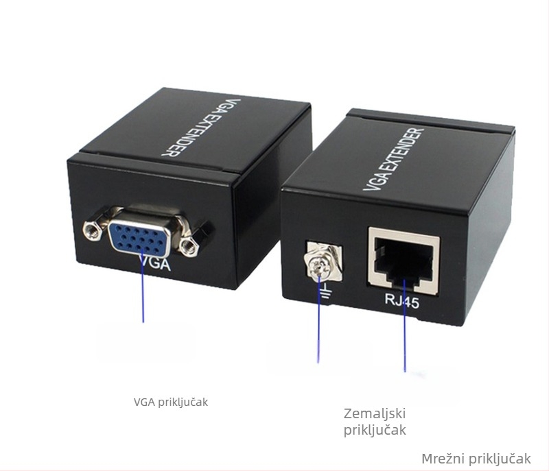 VGA extender do 60 m, prijenos VGA signala preko mrežnog kabela, 1080p rezolucija, OEM dostupno