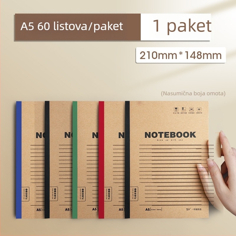 Mengjin bilježnica s nostalgičnim retro stilom, omot od papira, spajanje: drugi tip, papir 70 g/m², 50–100 stranica