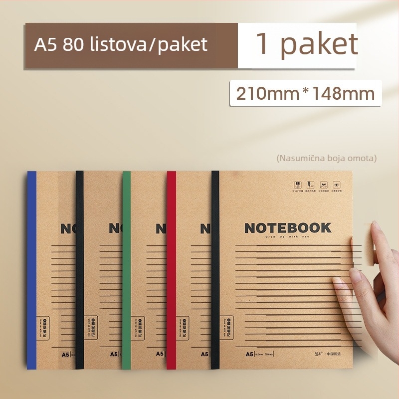 Mengjin bilježnica s nostalgičnim retro stilom, omot od papira, spajanje: drugi tip, papir 70 g/m², 50–100 stranica