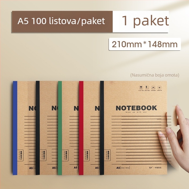 Mengjin bilježnica s nostalgičnim retro stilom, omot od papira, spajanje: drugi tip, papir 70 g/m², 50–100 stranica