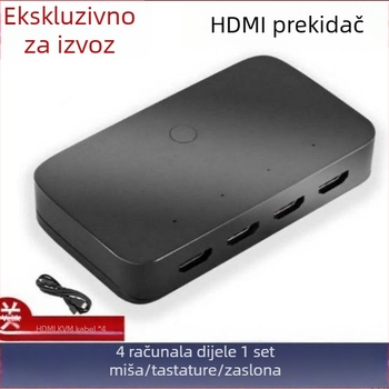 HDMI KVM prekidač, 4x1, 4K60Hz, Windows 7 kompatibilan, dijeljenje tipkovnice i miša