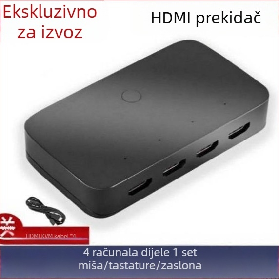HDMI KVM prekidač, 4x1, 4K60Hz, Windows 7 kompatibilan, dijeljenje tipkovnice i miša