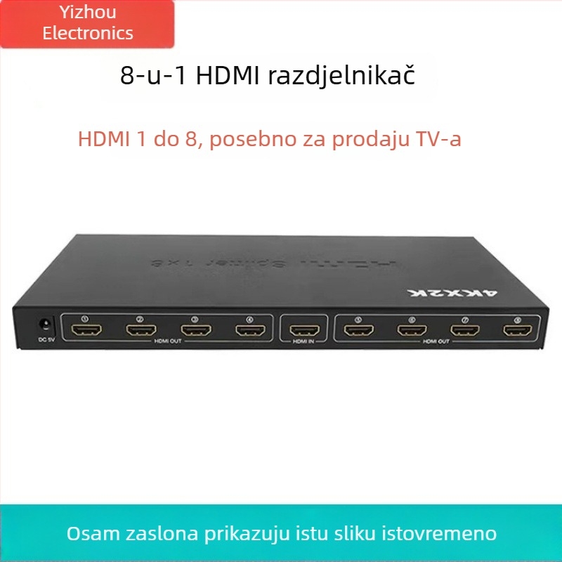Yi Zhou YZ-H017 HDMI distribuir 1×8, rezolucija 4K×2K, upravljanje napajanjem
