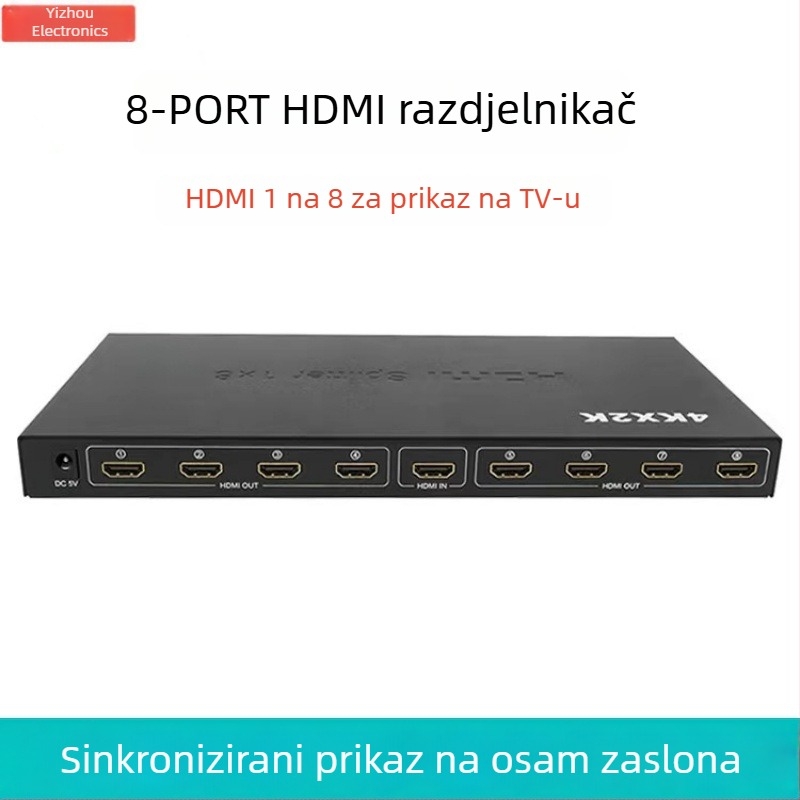 Yi Zhou YZ-H017 HDMI distribuir 1×8, rezolucija 4K×2K, upravljanje napajanjem